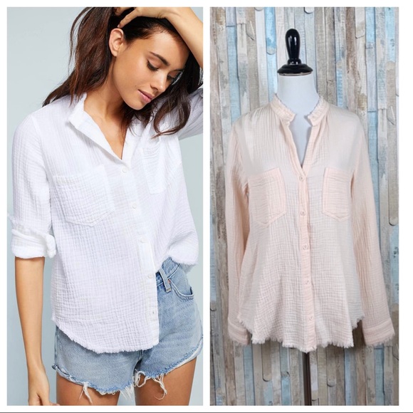 Anthropologie Tops - Anthropologie XS Cloth Stone Riley Buttondown Top